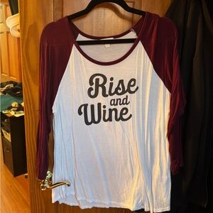 Charming Charlie Burgundy and White Long Sleeve Tee